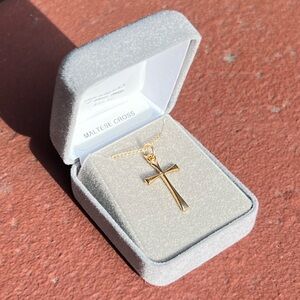 Gold-Filled Maltese Cross Polished Charm with 18” Chain Necklace